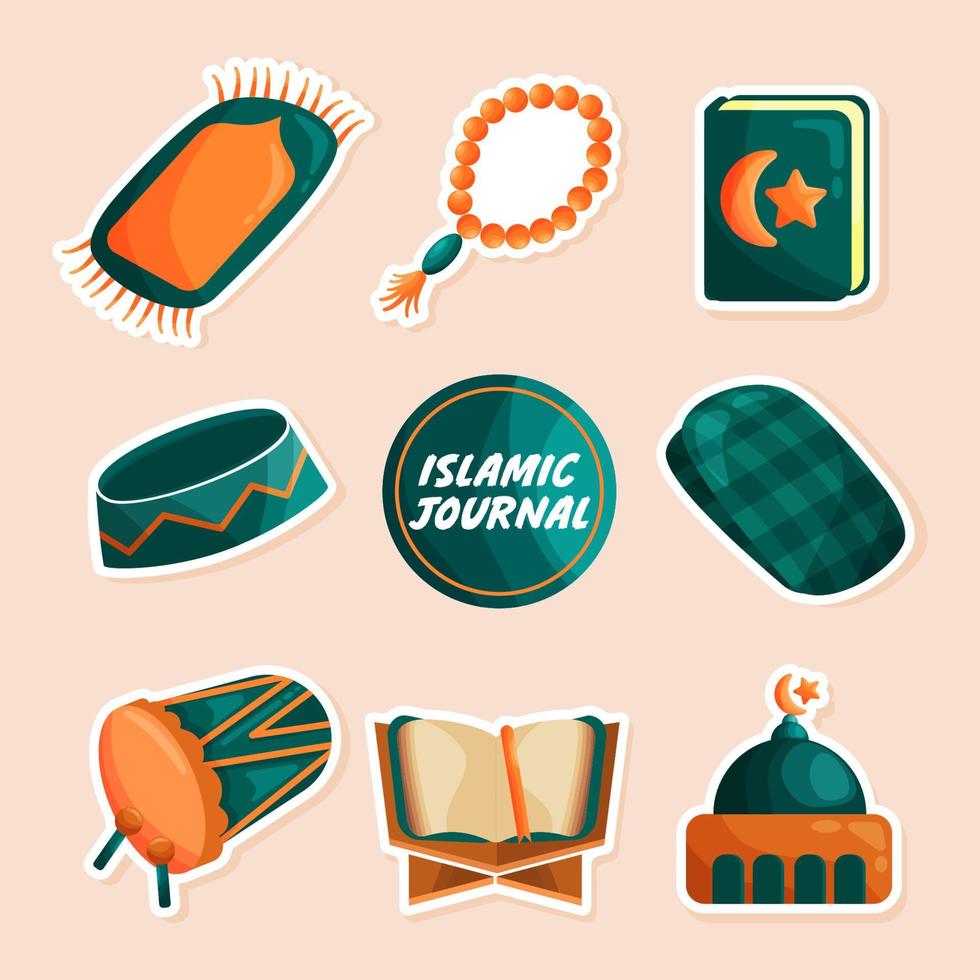 Islamic Journal Sticker Set vector