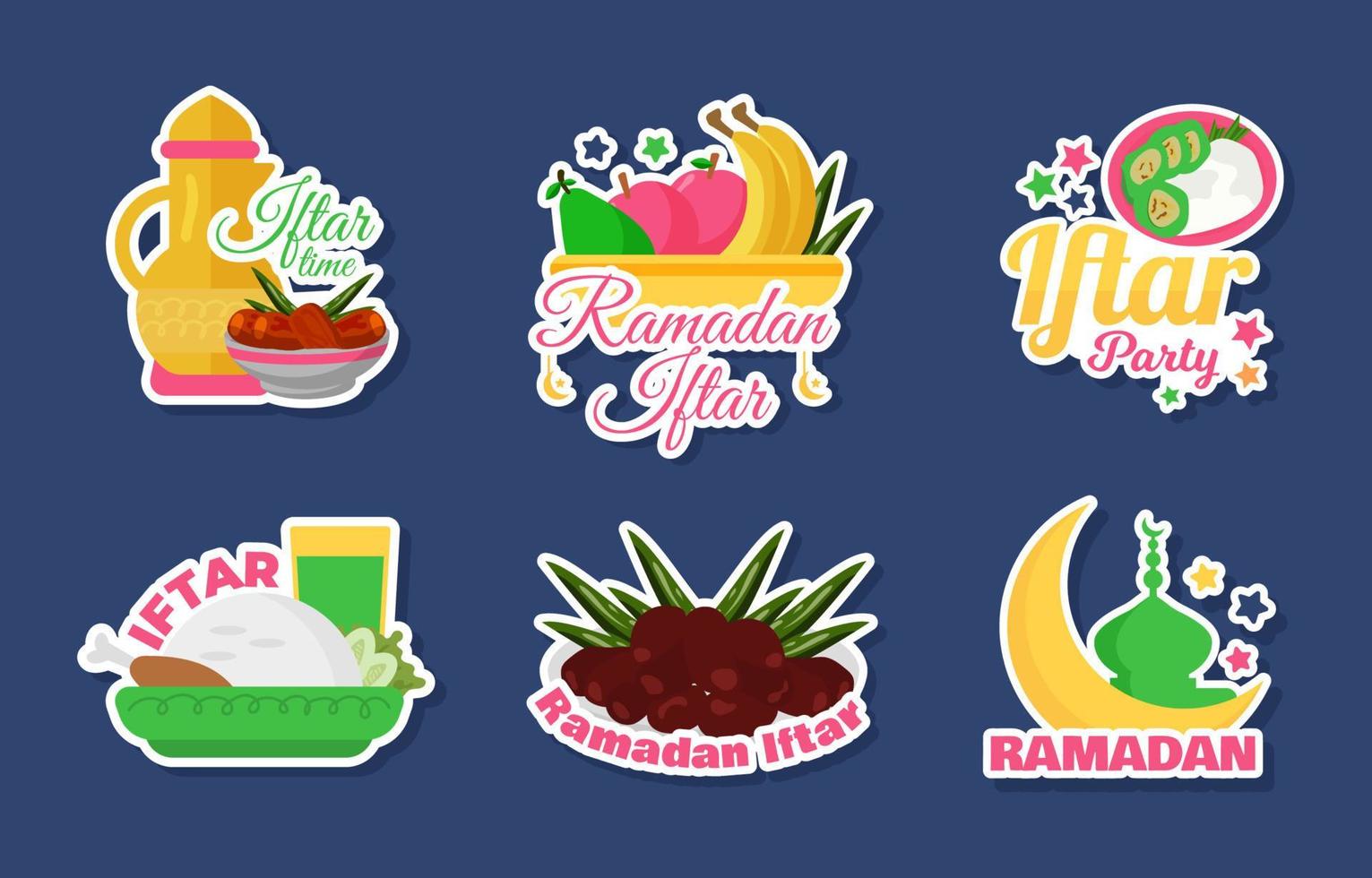 conjunto de pegatinas iftar vector