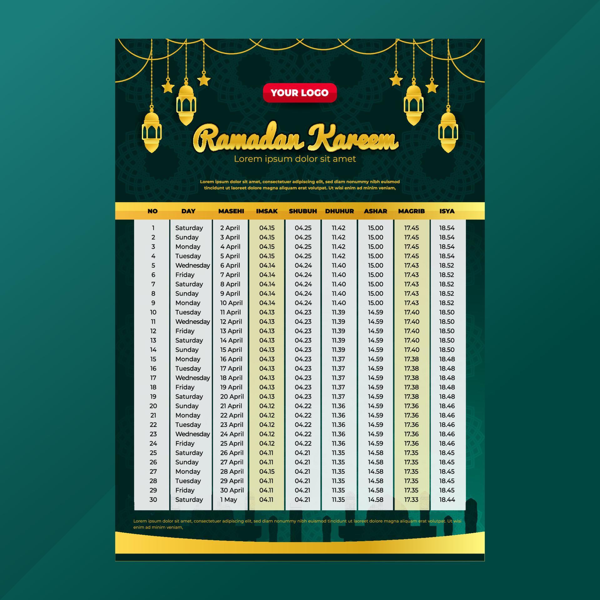 islamic fasting month calendar 6174601 Vector Art at Vecteezy