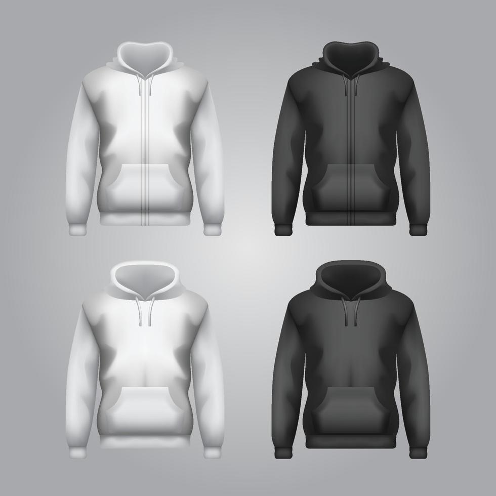 maqueta de sudadera con capucha en blanco vector