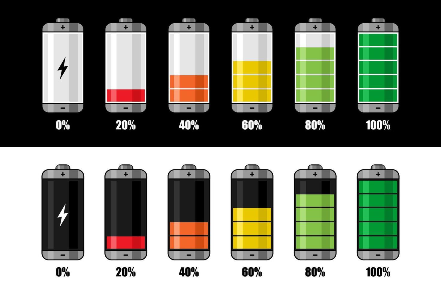 Battery charge level indicator illustration design collection vector