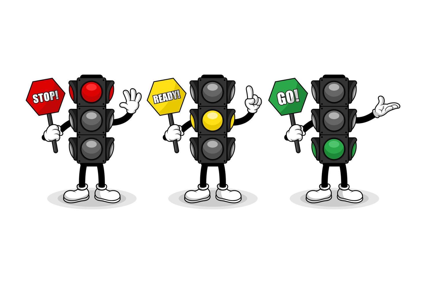 Traffic light mascot cartoon illustration holding vector design