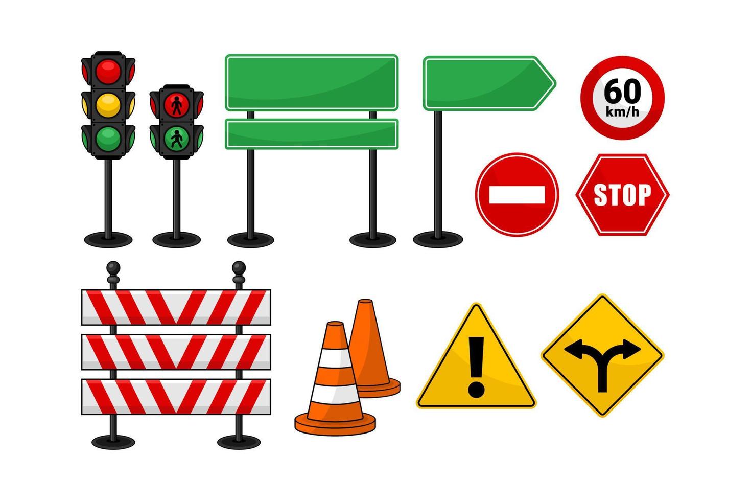 Road sign traffic light illustration design collection vector