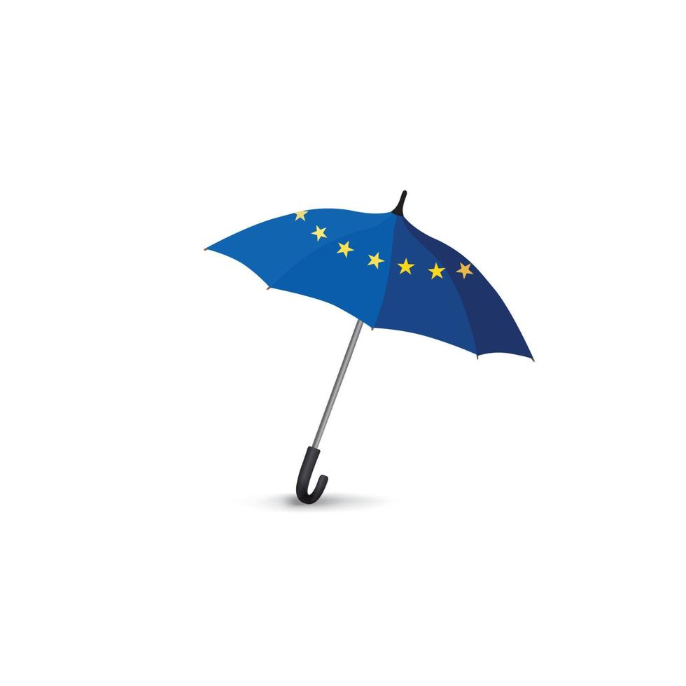 Eurounion flag colored umbrella. Travel Europe spring fashion accessory. Euro union icon. European sign vector