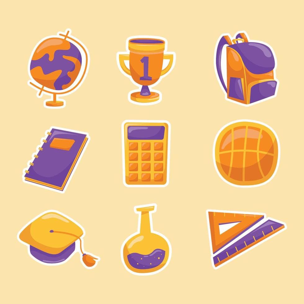 Set of School Tools Sticker vector