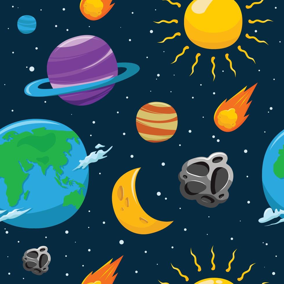 Celestials Bodies Space Object Seamless Pattern vector