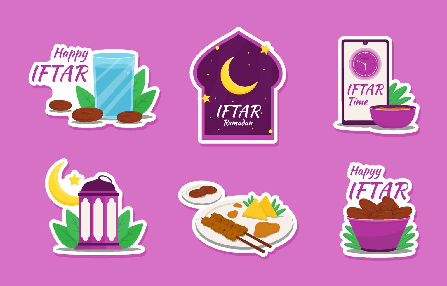 Happy Iftar Month Sticker Package vector