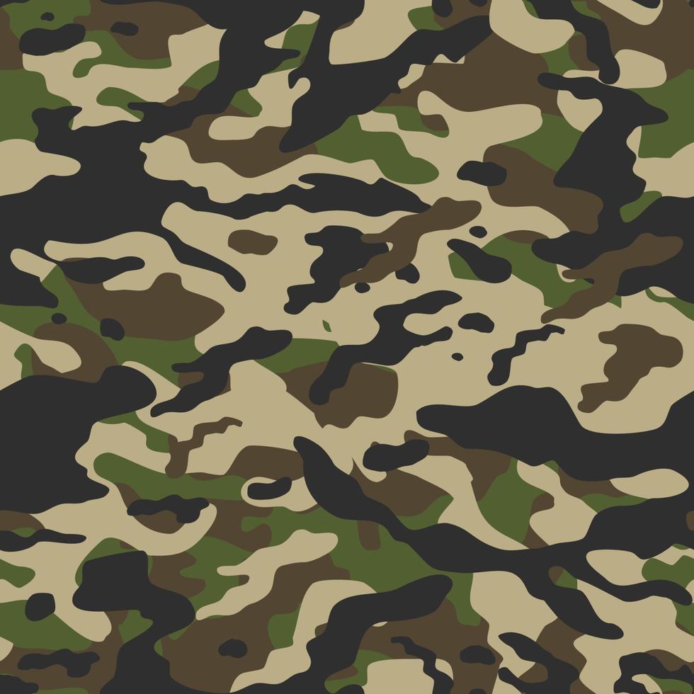 ejército militar negro crema marrón y color verde camuflaje patrón sin costuras vector