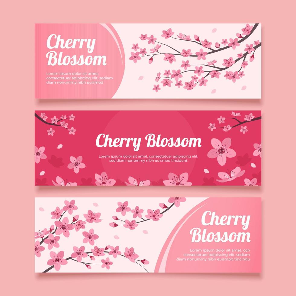 Cherry Blossom Banner Set vector