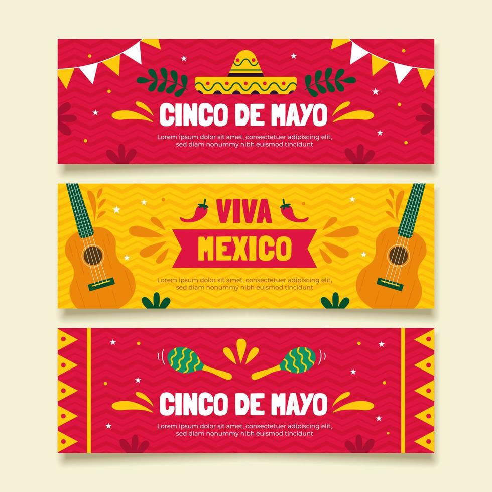 cinco de mayo banner set vector