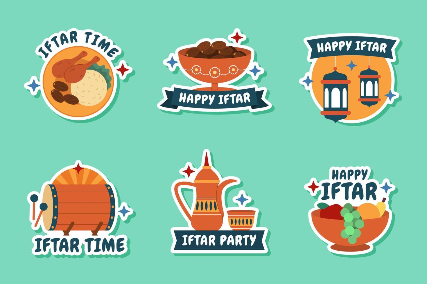 Set of Iftar Stickers vector