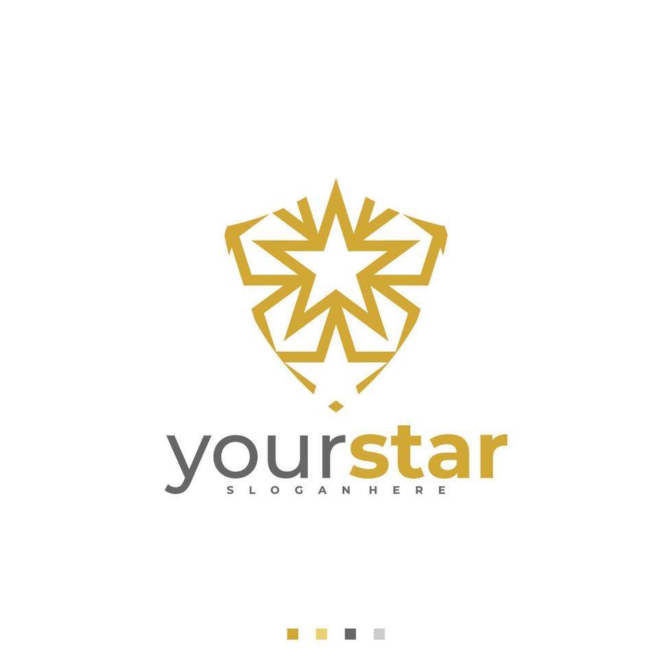 plantilla de vector de logotipo de estrella de escudo, conceptos de diseño de logotipo de estrella creativa