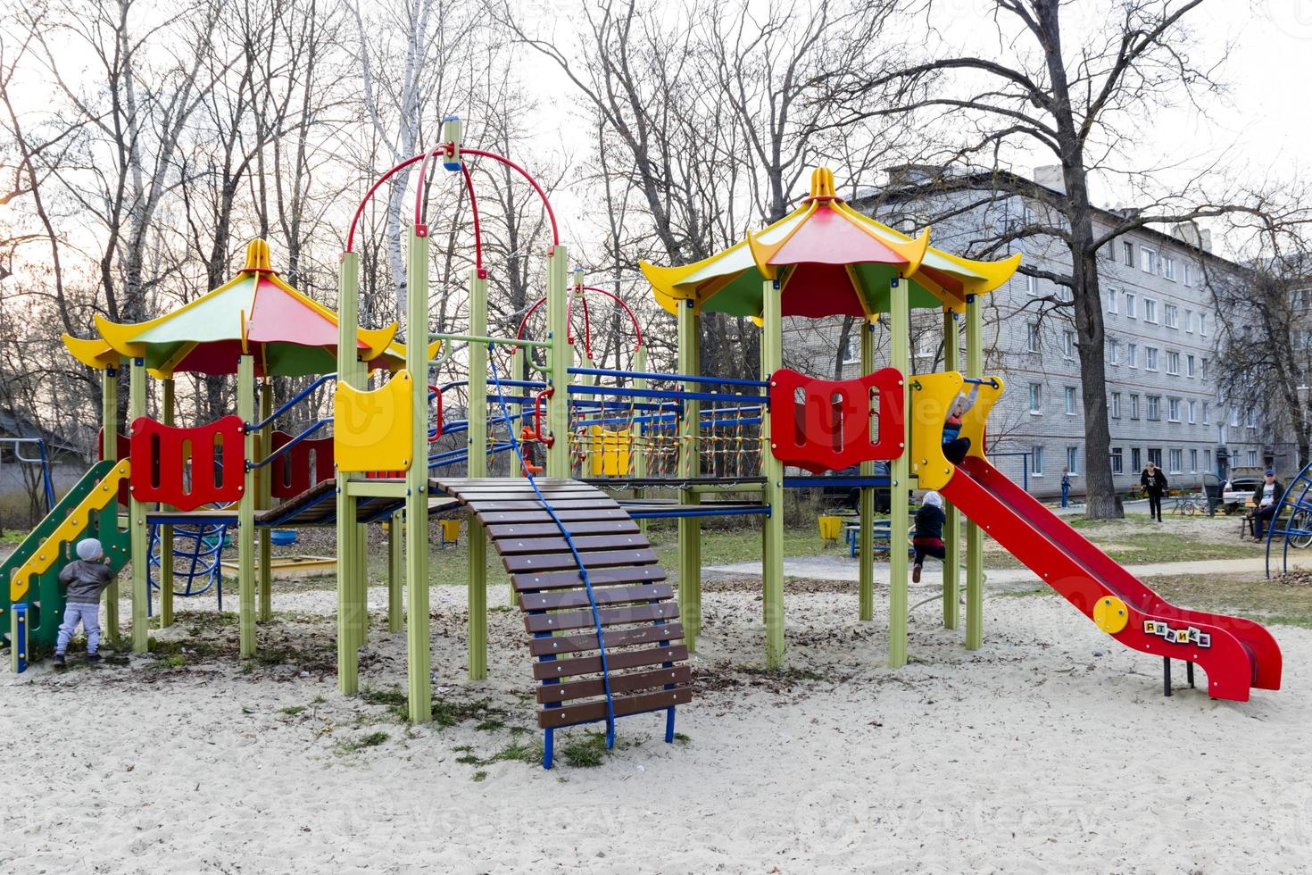 multi-colored slide on the playground photo