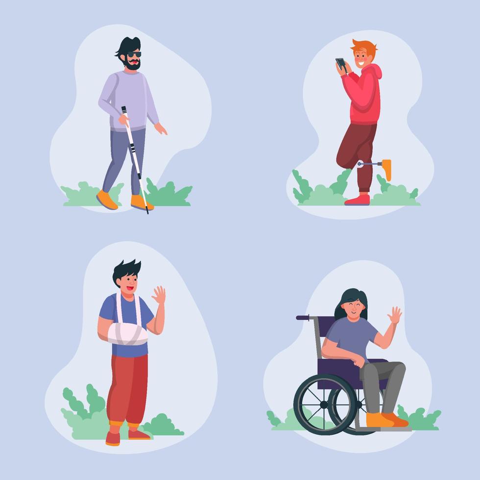 People with Disabilities Awareness Campaign Characters Set vector