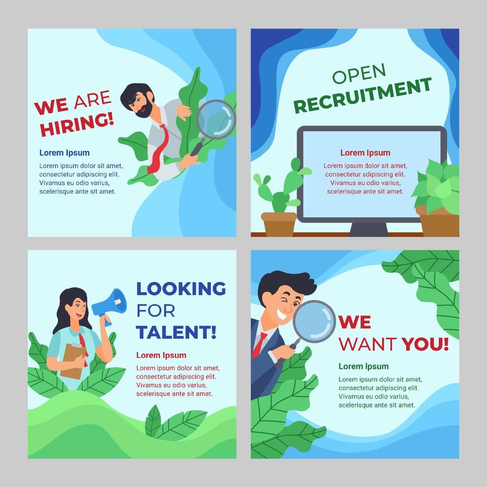 We Are Hiring Job Vacancy Social Media Post vector