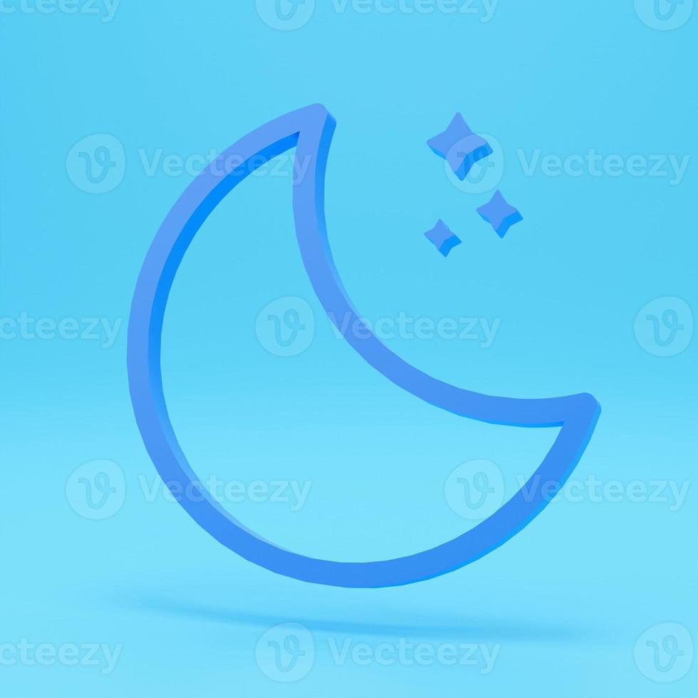 night, Moon and star 3d line flat color icon. Realistic illustration. Pictogram isolated. Top view. Colorful transparent shadow design. photo