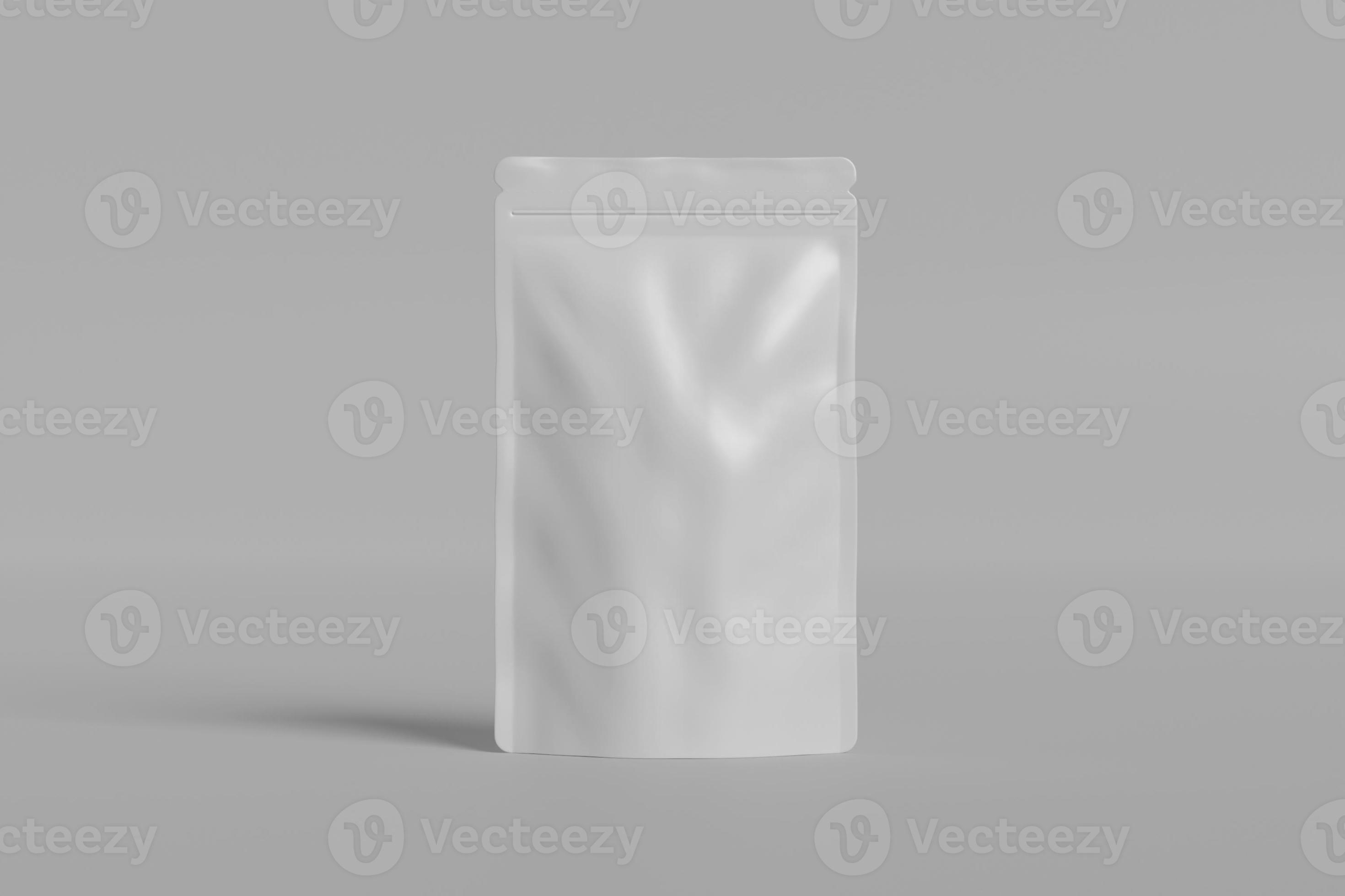 Empty Clear Plastic Pouch Bag With White Blank Paper Label Top And