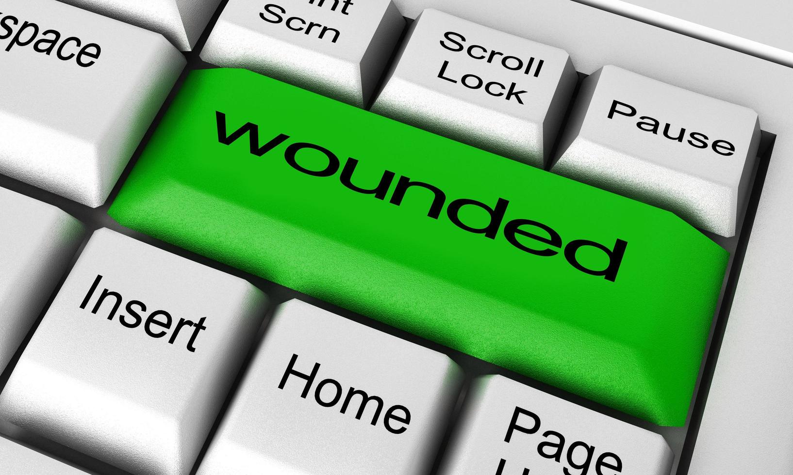 wounded word on keyboard button photo