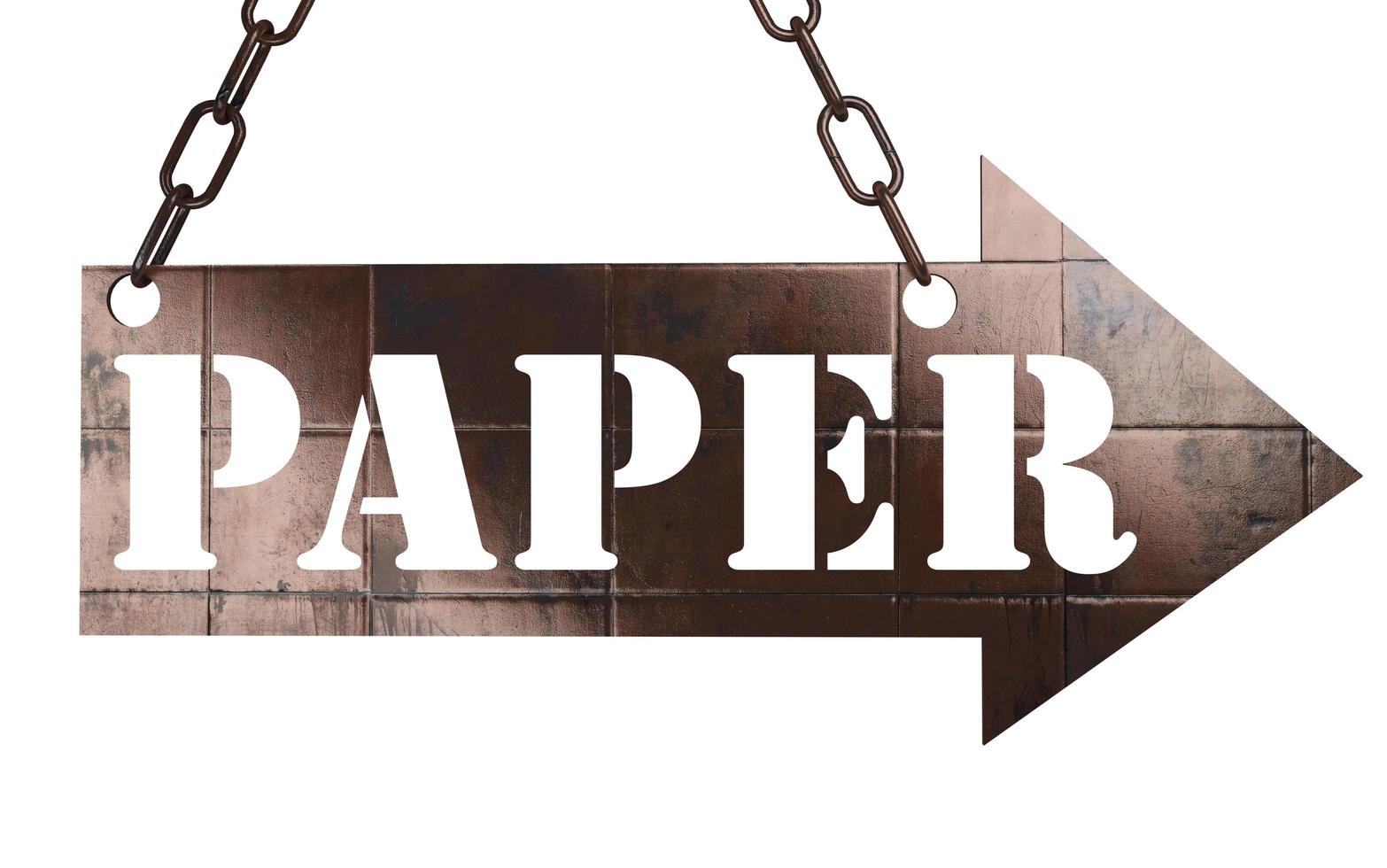 paper word on metal pointer photo