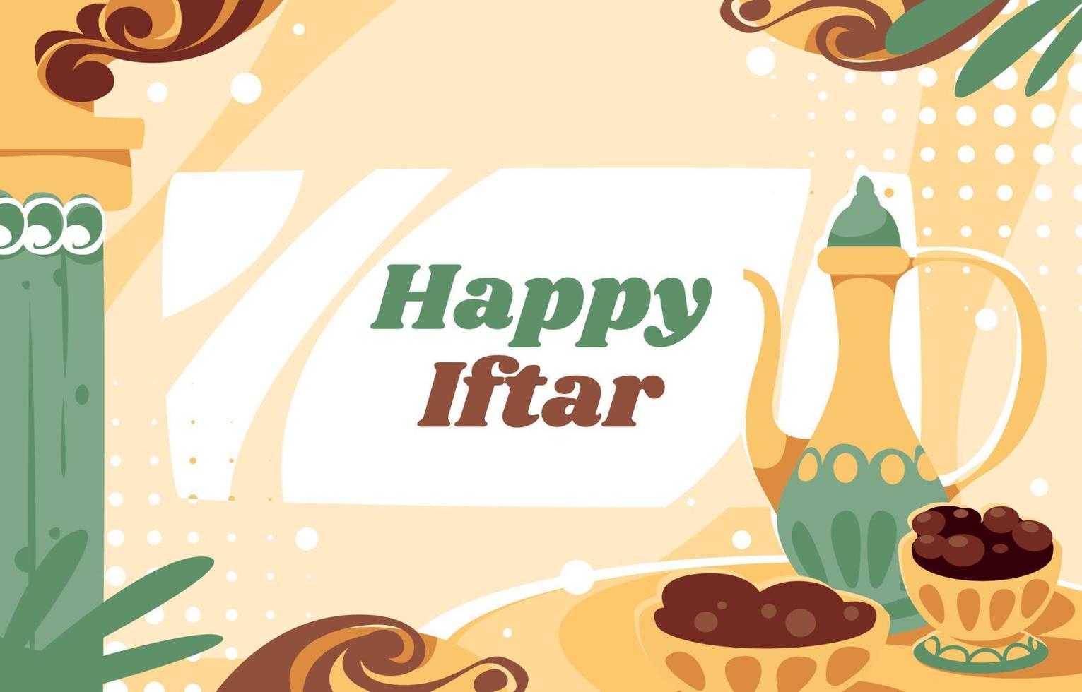 Ramadhan Iftar Background With Kurma And Arabic Food vector