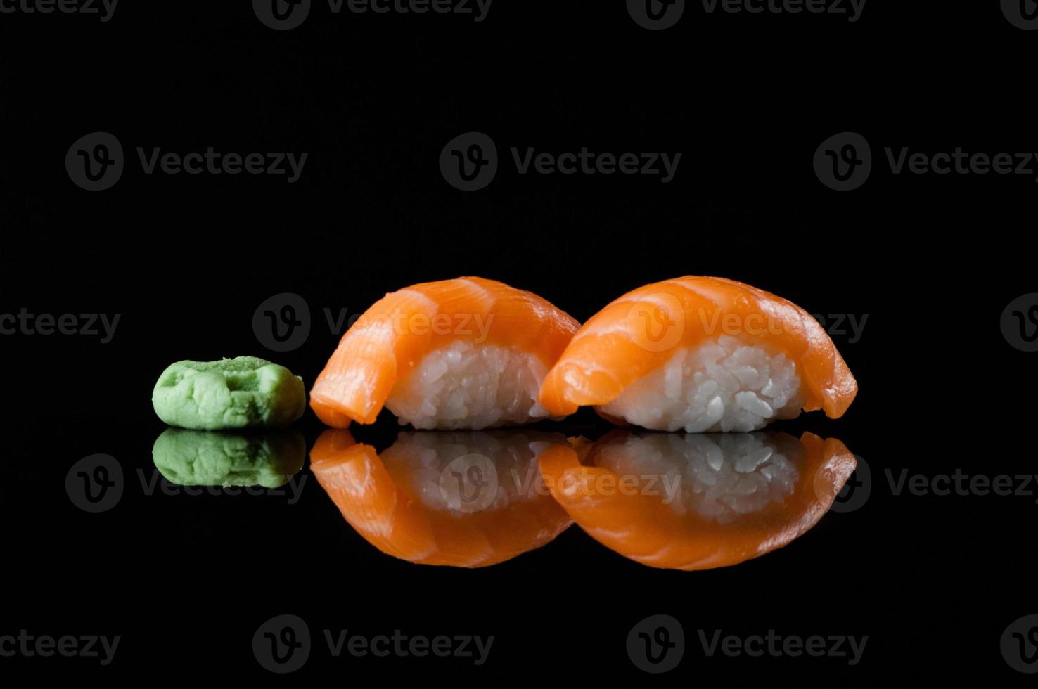 sushi on black background photo