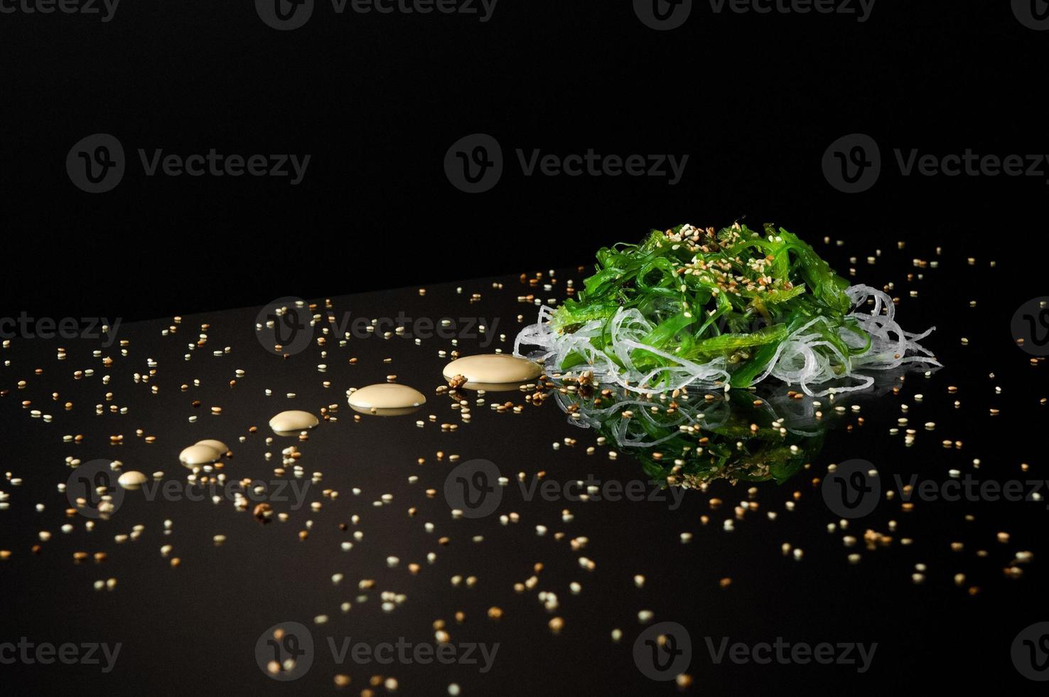 seaweed on a black background photo