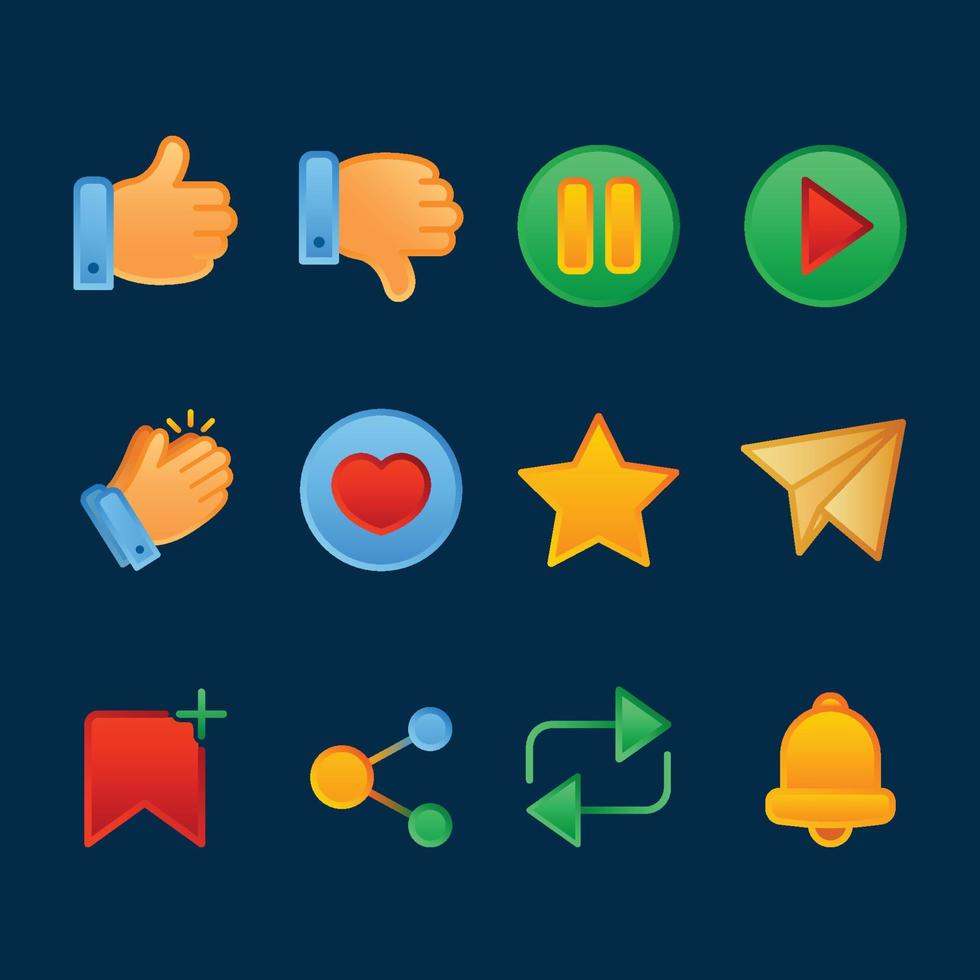 Colored Simple Social Media Icons vector