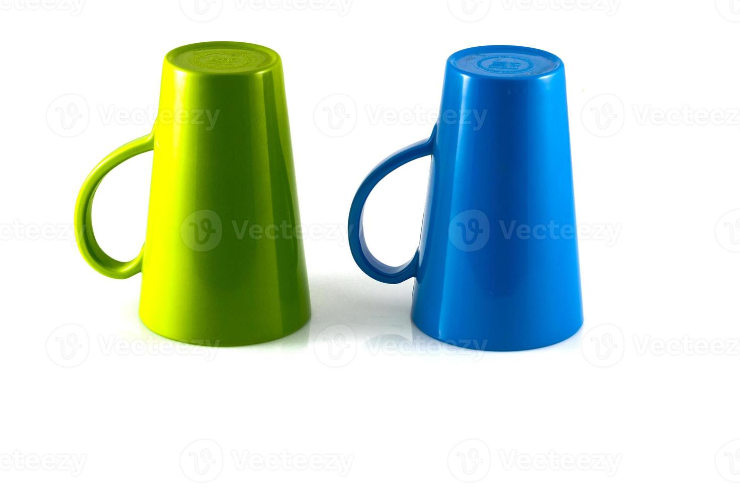 Green and blue cup isolate on white background photo