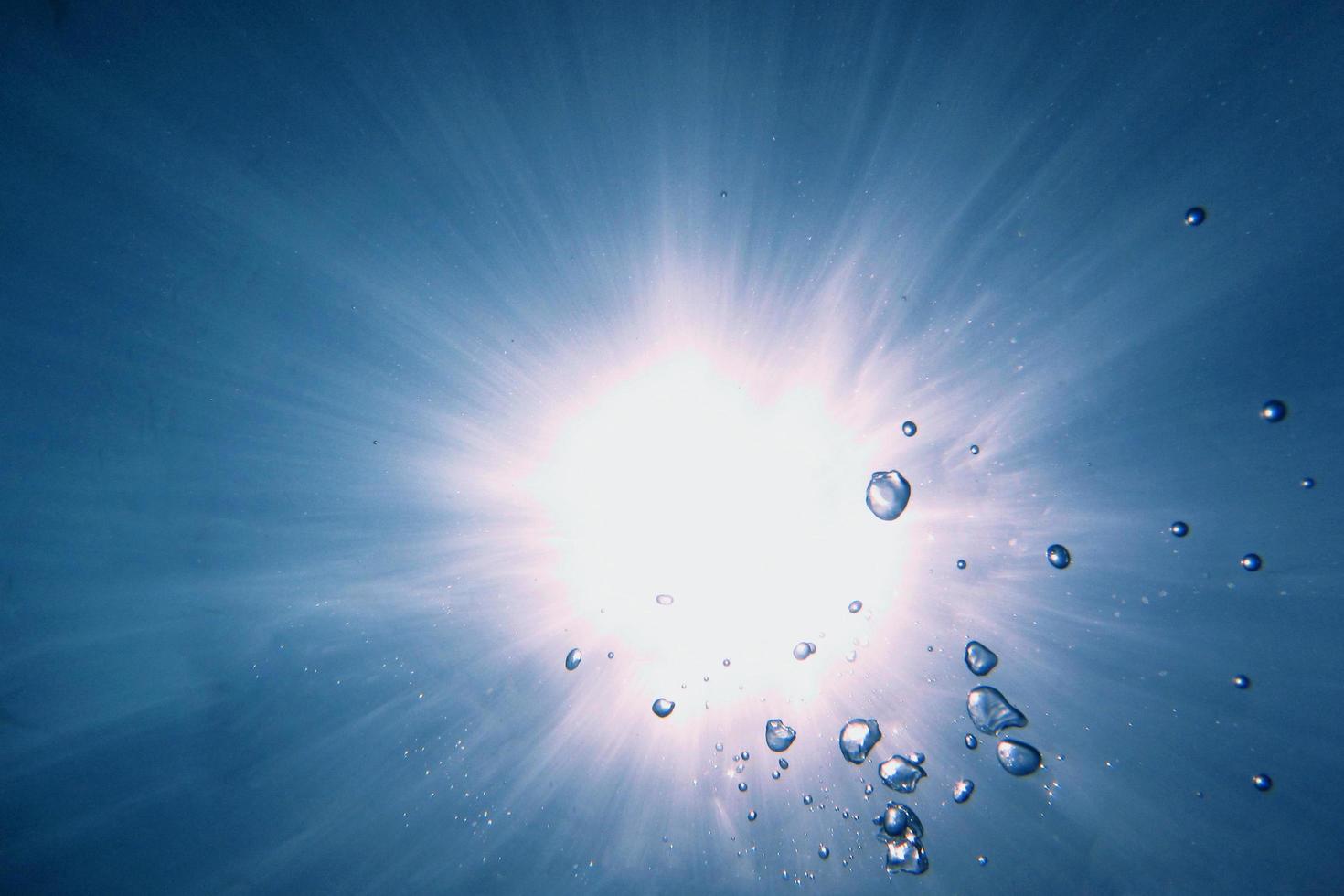 sun underwater with bubbles photo