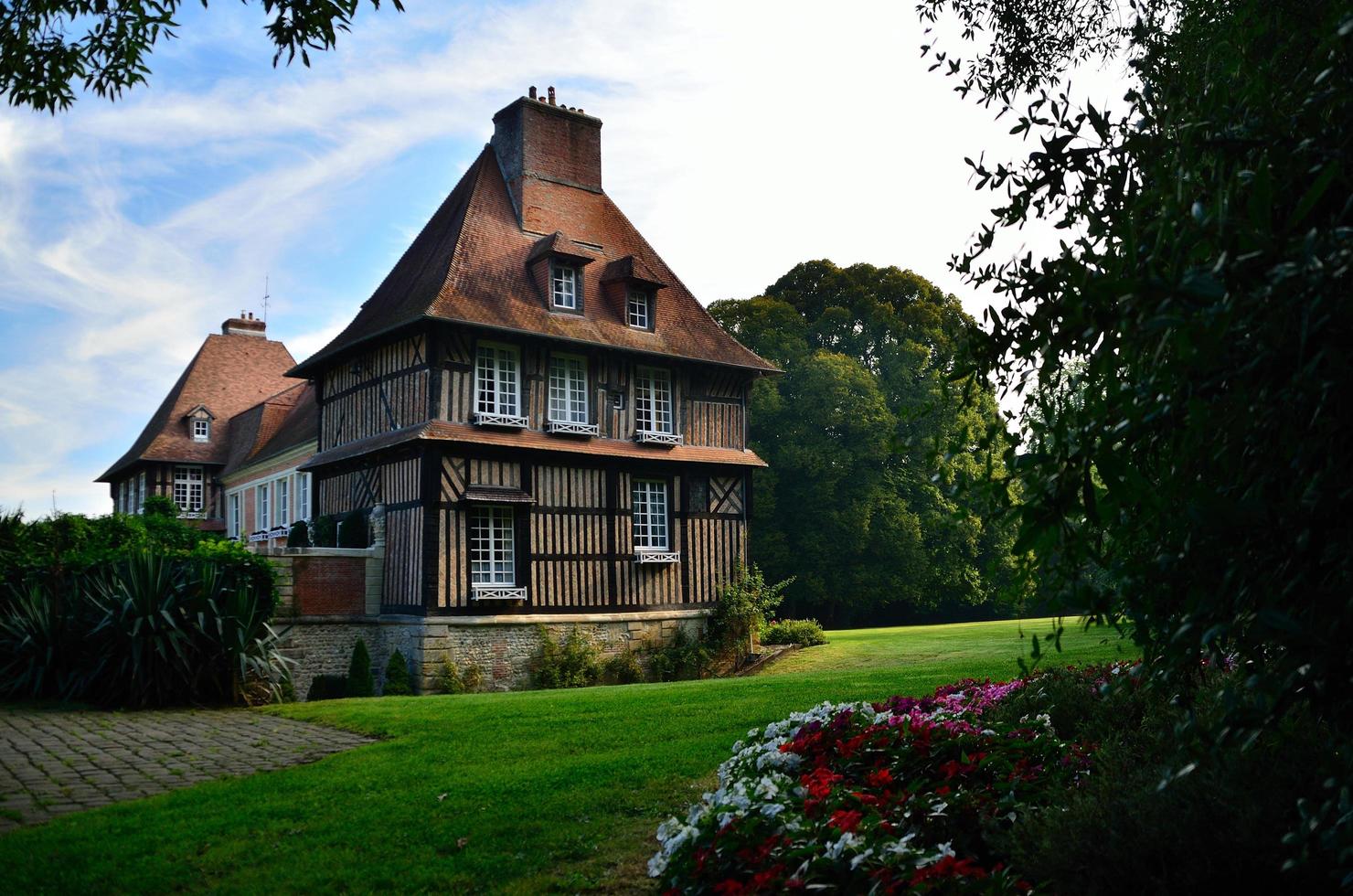 old castle with garden in france photo