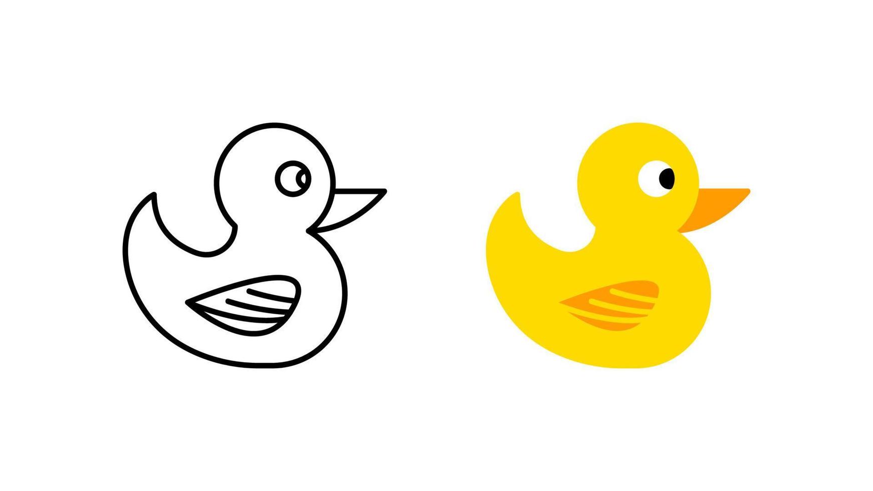 Toy duck icon special collection colorful icon set. Upload the yellow duck vector. Design element colored flat icon and linear symbol. Editable linear icon set. vector
