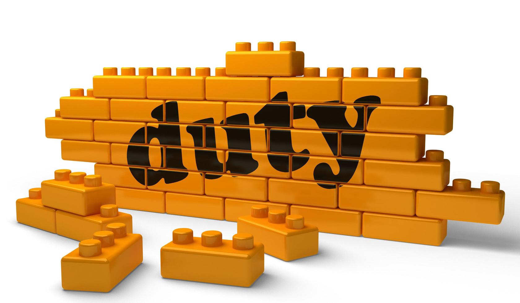 duty word on yellow brick wall photo