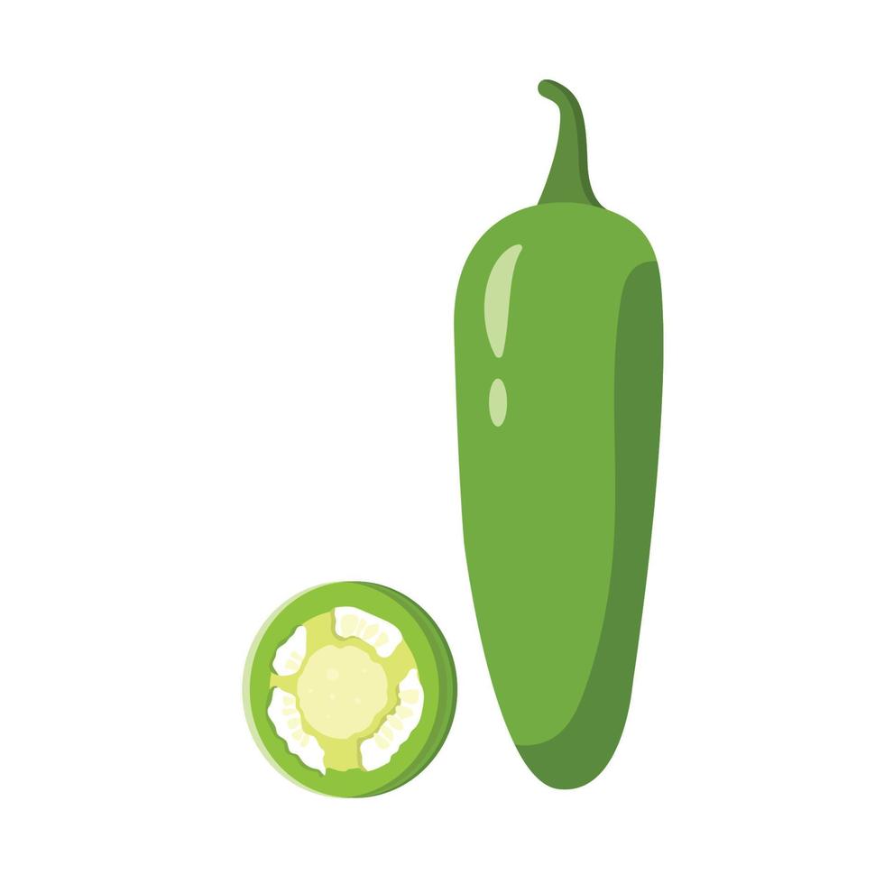 ilustración plana de jalapeño. elemento de diseño de icono limpio sobre fondo blanco aislado vector