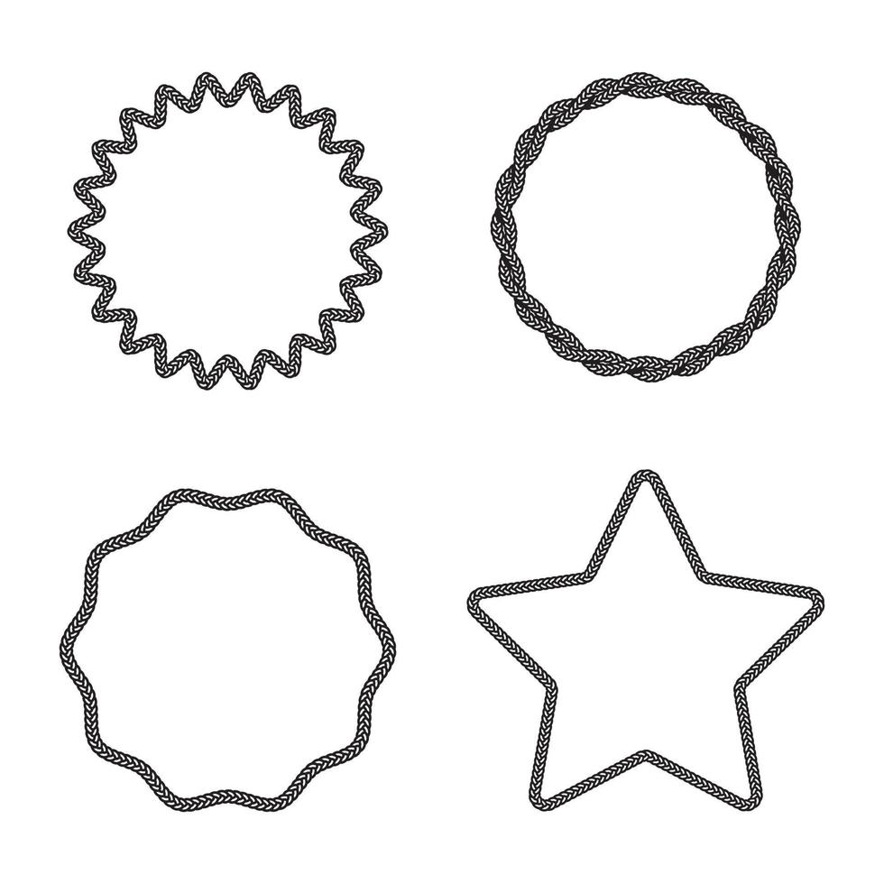 Conjunto de ilustración de vector de marco de patrón de círculo de borde de cuerda