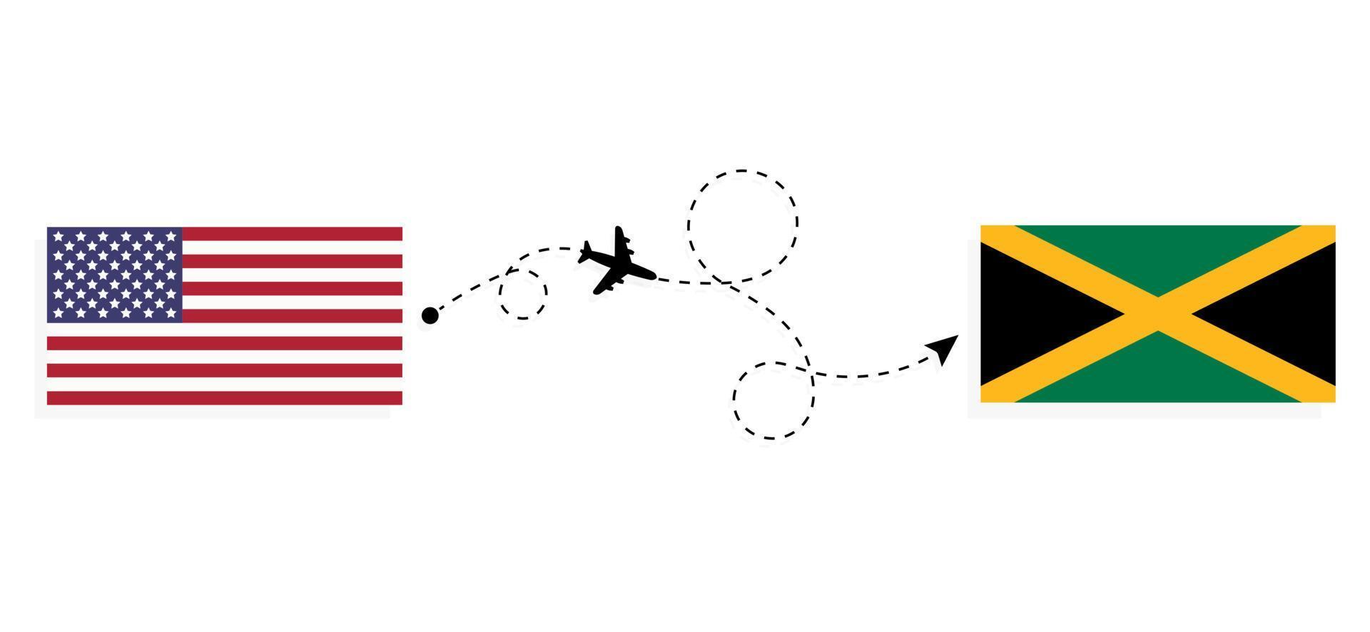 Flight and travel from USA to Jamaica by passenger airplane Travel concept vector