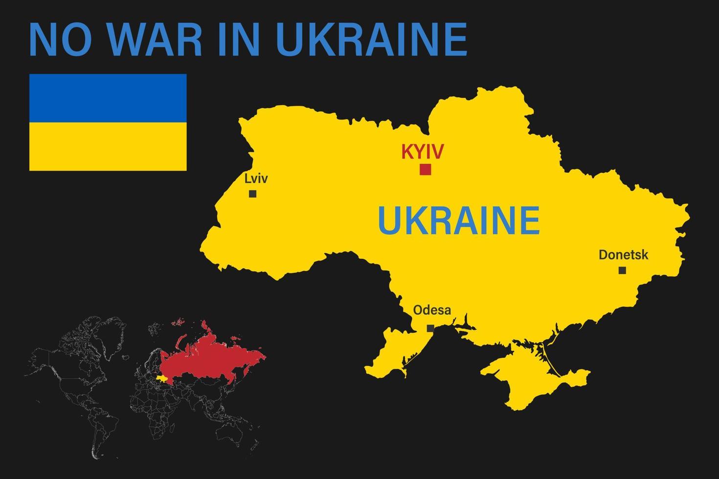 No war in Ukraine Slogan illustration Russia attack Ukraine vector