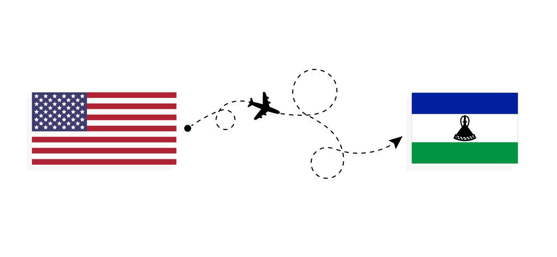 vuelo y viaje desde estados unidos a lesotho por concepto de viaje en avión de pasajeros vector