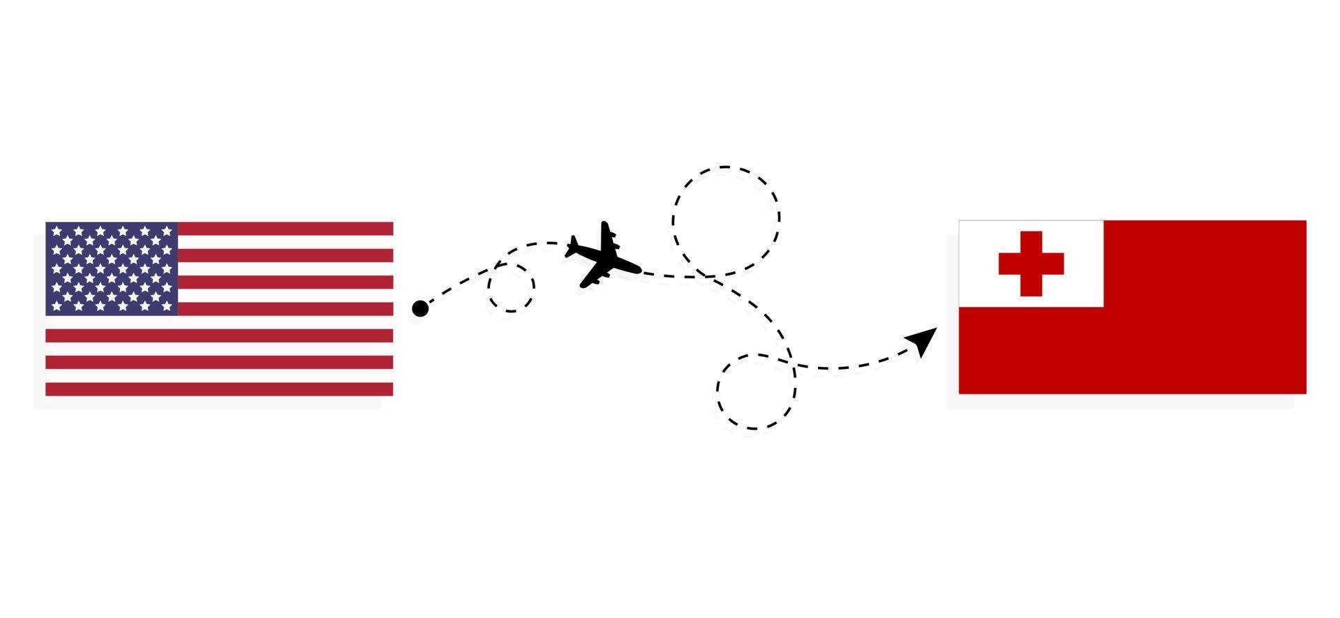 Flight and travel from USA to Tonga by passenger airplane Travel concept vector