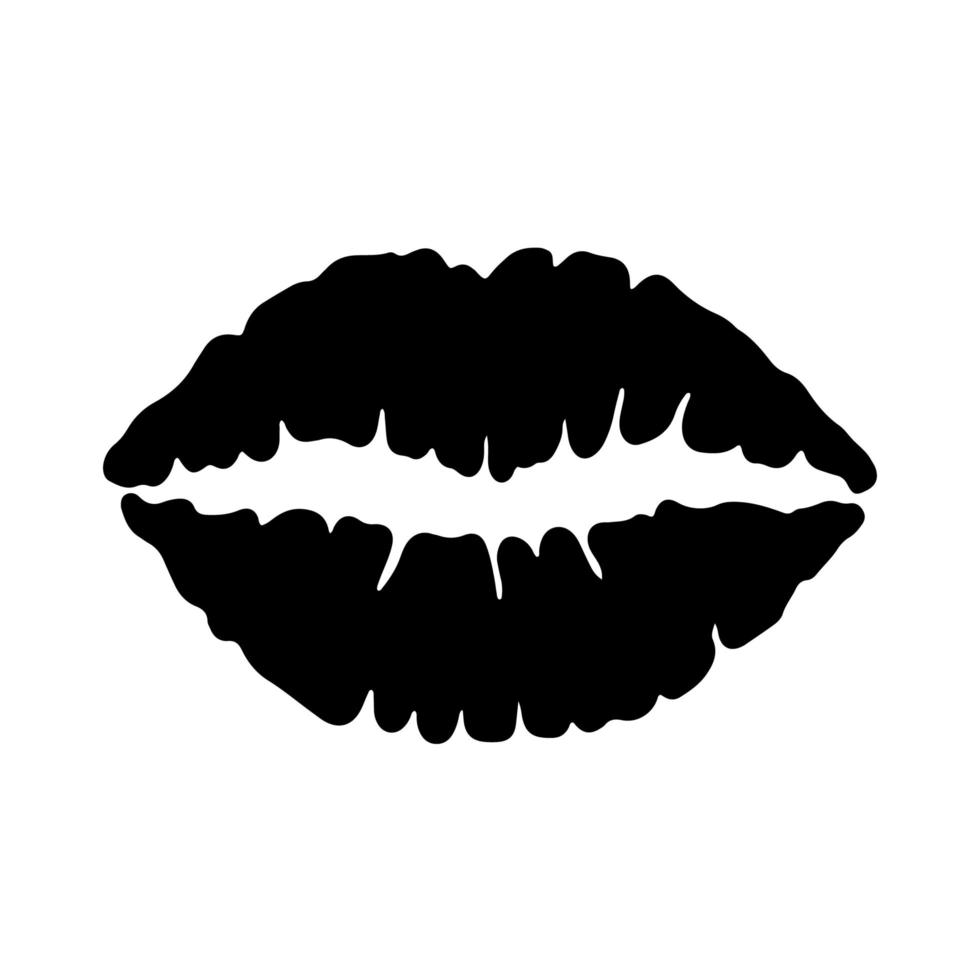 Set of black lips shapes on white vector
