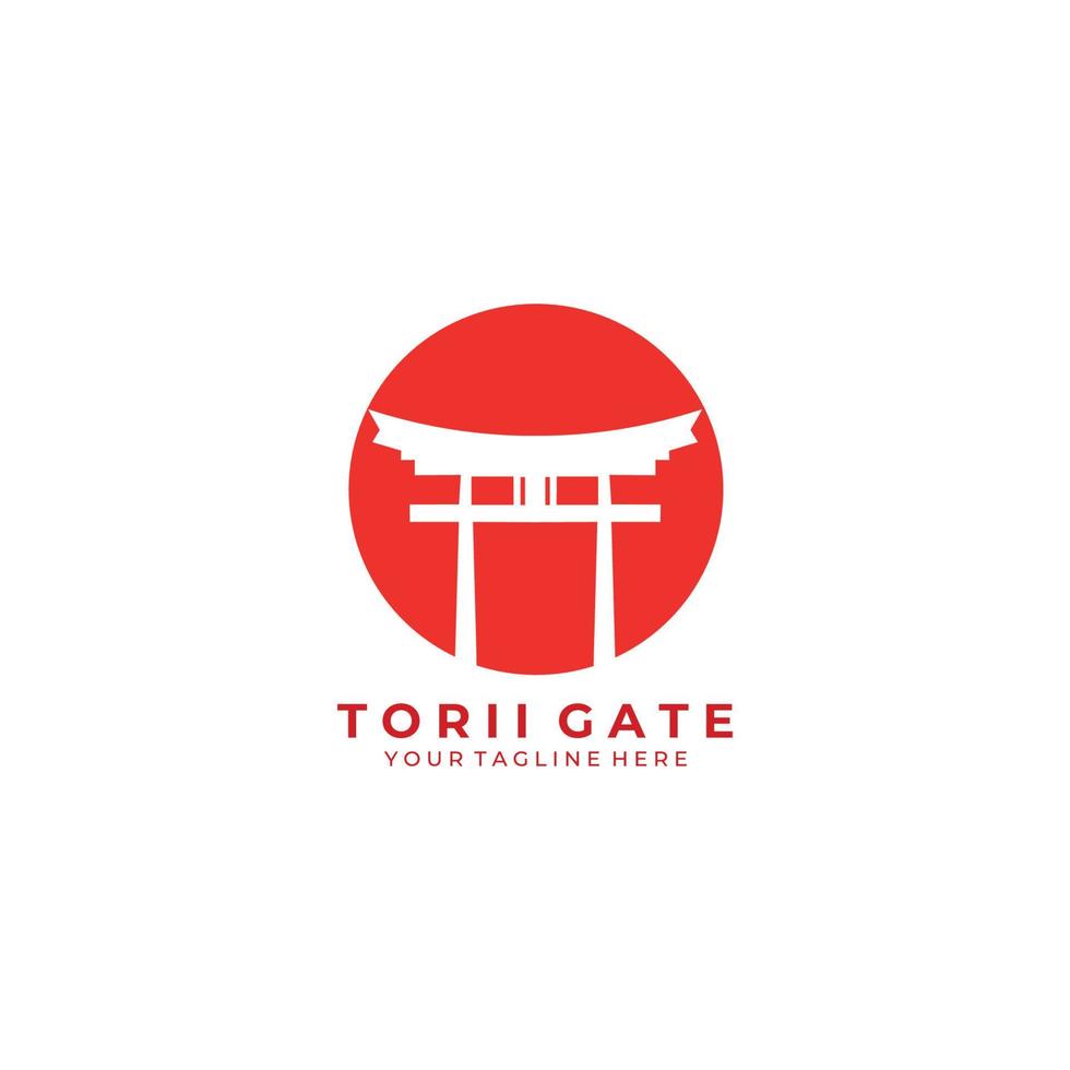 puerta torii logo arte icono vector ilustración diseño arquitectura cultura tradicional japonés viajar tokio