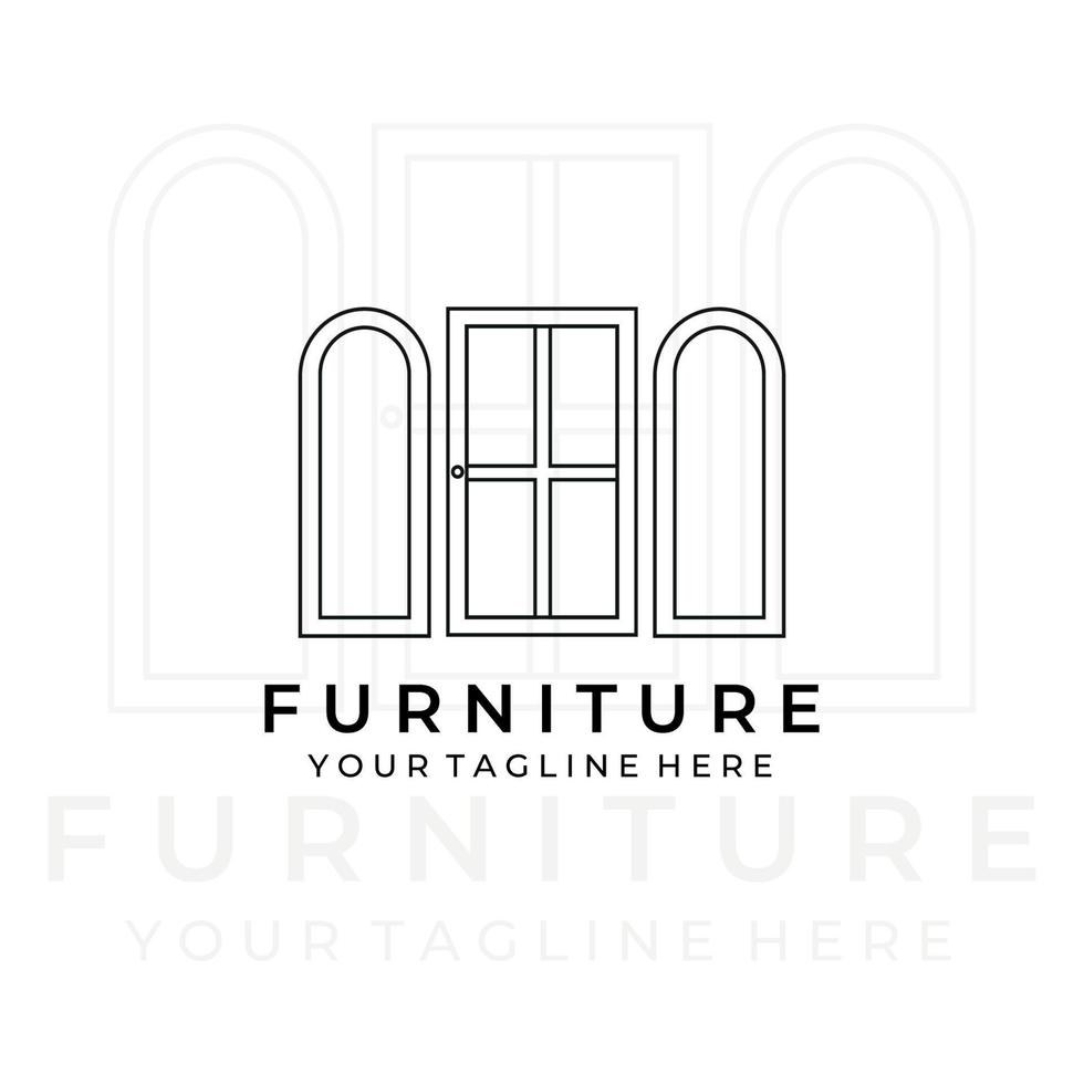 furniture illustration line art vector design logo. nature indoor monoline outline linear simple minimalist minimal