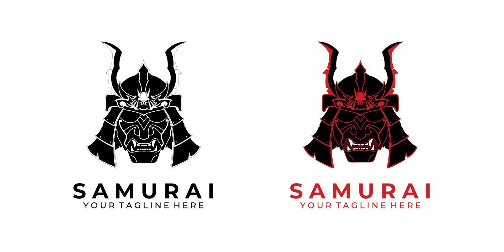 samurai logo design modern vector art illustration face machine technology robot icon vintage style