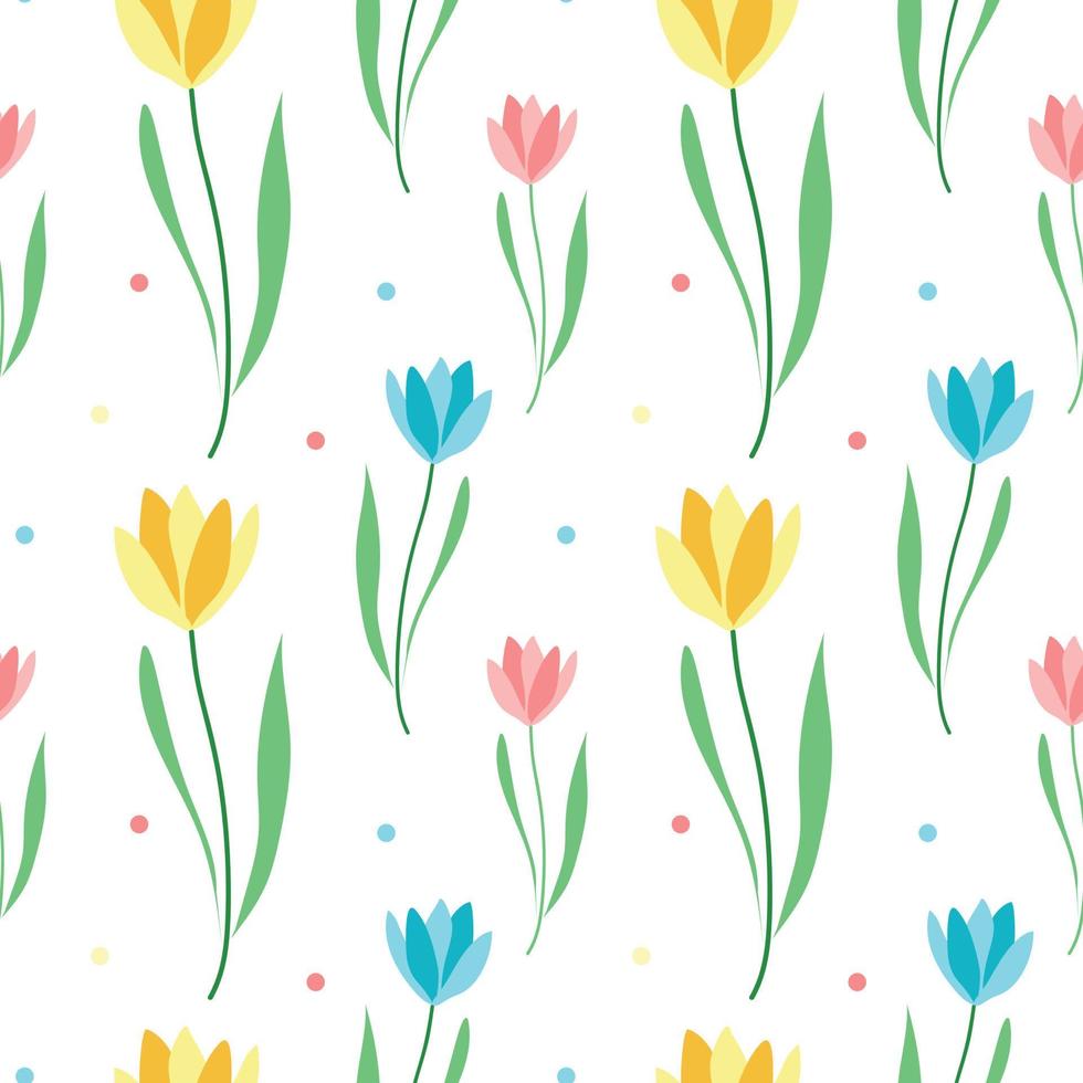 Seamless pattern of spring and summer flowers vector