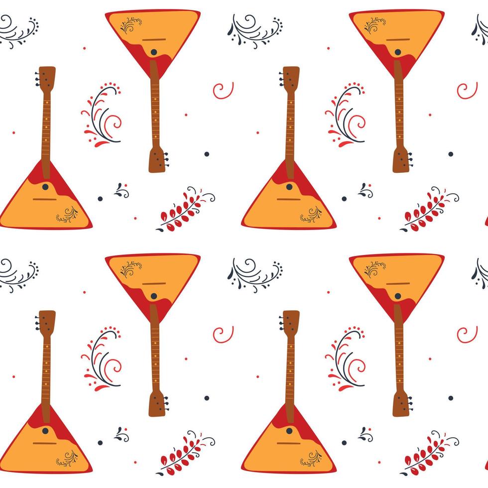 Seamless pattern of a balalaika musical instrument vector