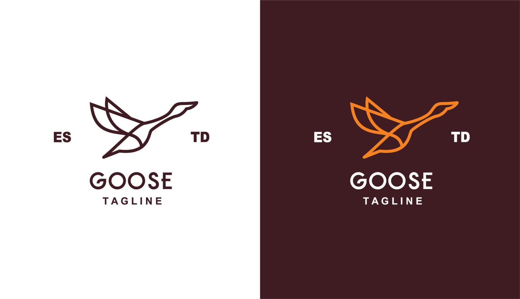 Goose monoline simple . line art bird fly logo for brand and company vector