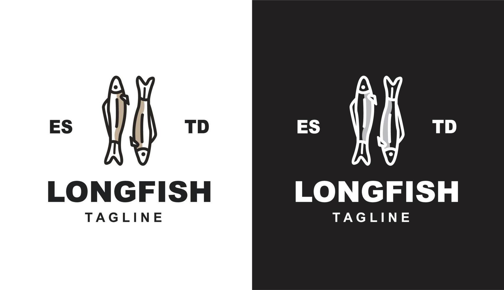 long fish minimalis vintage logo for food brand and company restaurant vector