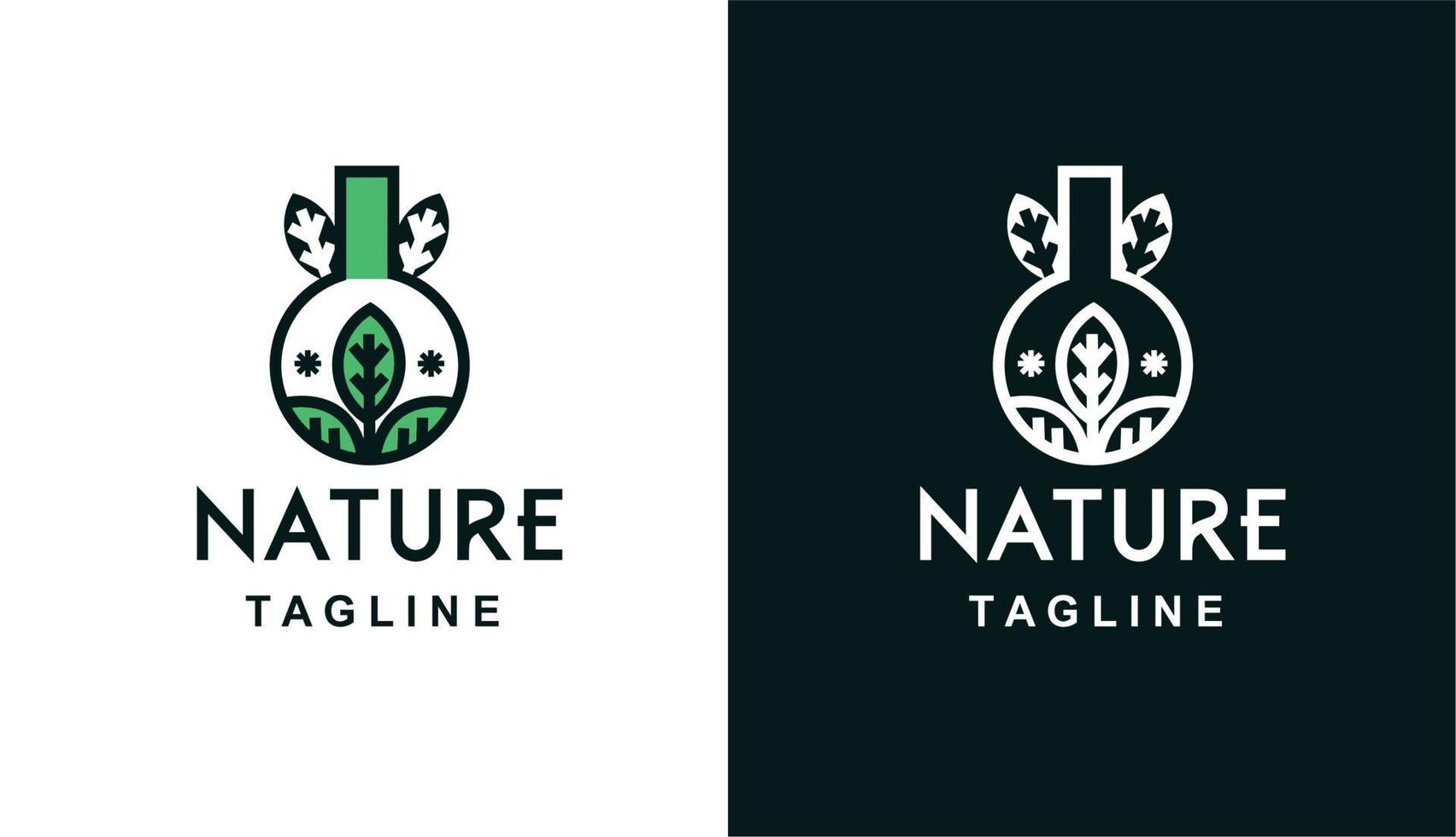 logo de naturaleza simple en laboratorio. minimalis verde para marca y empresa vector