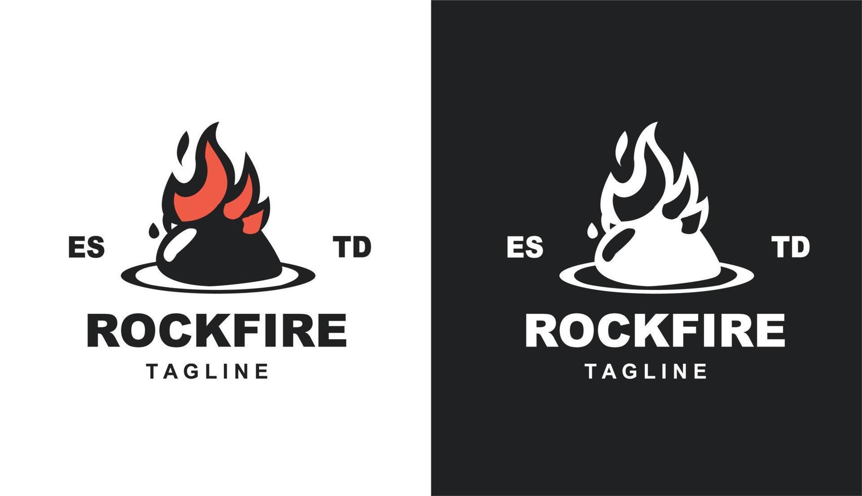 Rock fire vintage minimalist logo for brand and company vector
