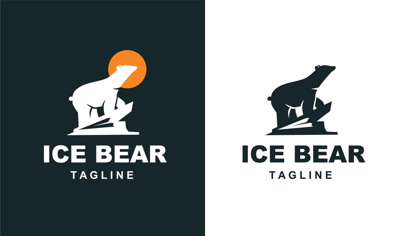 logotipo minimalista del oso de hielo en el cañón para la marca y la empresa vector