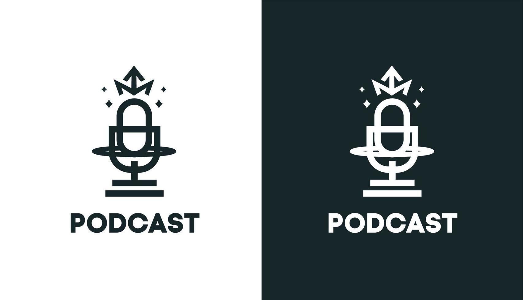 crowm mic podcast simple. technologi logo classic audio for music brand vector